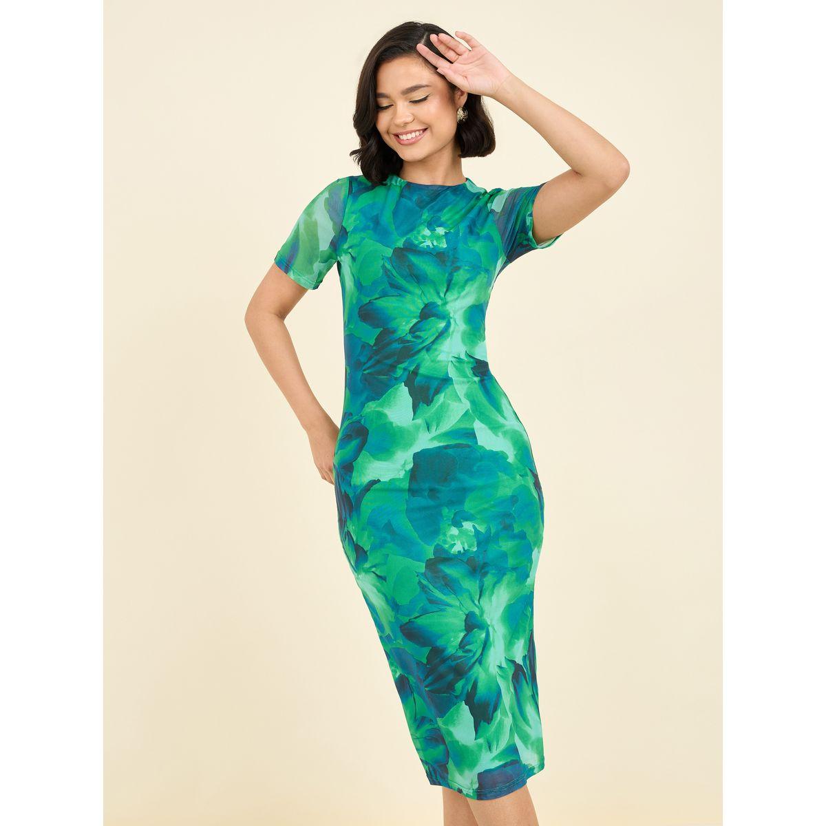 Styli Floral Print Bodycon Midi Dress-women-clothing-dresses-image-2