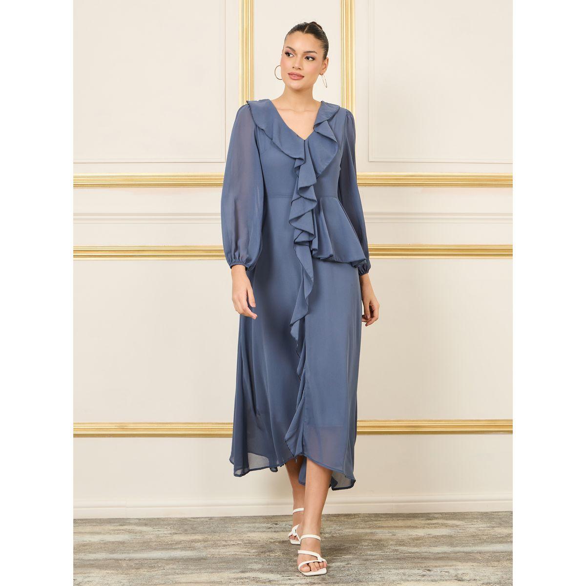 Styli Ruffle Asymmetric Hem A-Line Maxi Dress-women-clothing-dresses-image-1