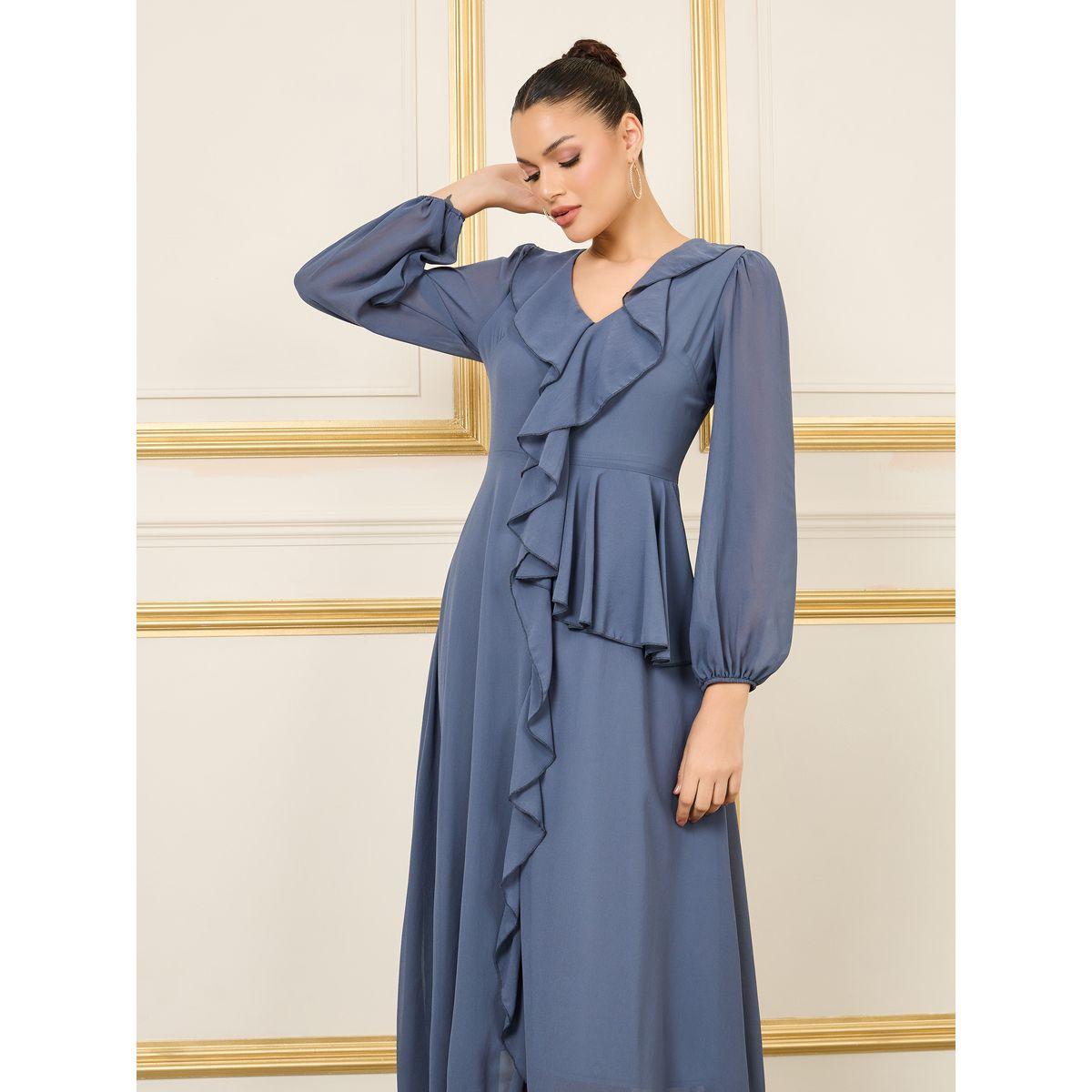 Styli Ruffle Asymmetric Hem A-Line Maxi Dress-women-clothing-dresses-image-2