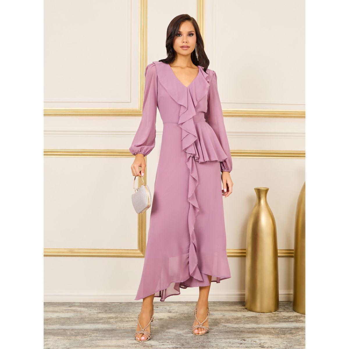 Styli Ruffle Asymmetric Hem A-Line Maxi Dress-women-clothing-dresses-image-1