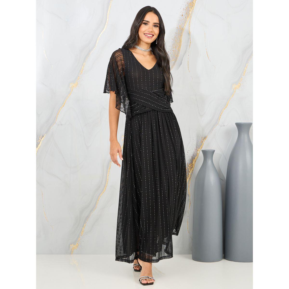 Styli Embroidered Mesh Sleeves A-Line Maxi Dress-women-clothing-dresses-image-1