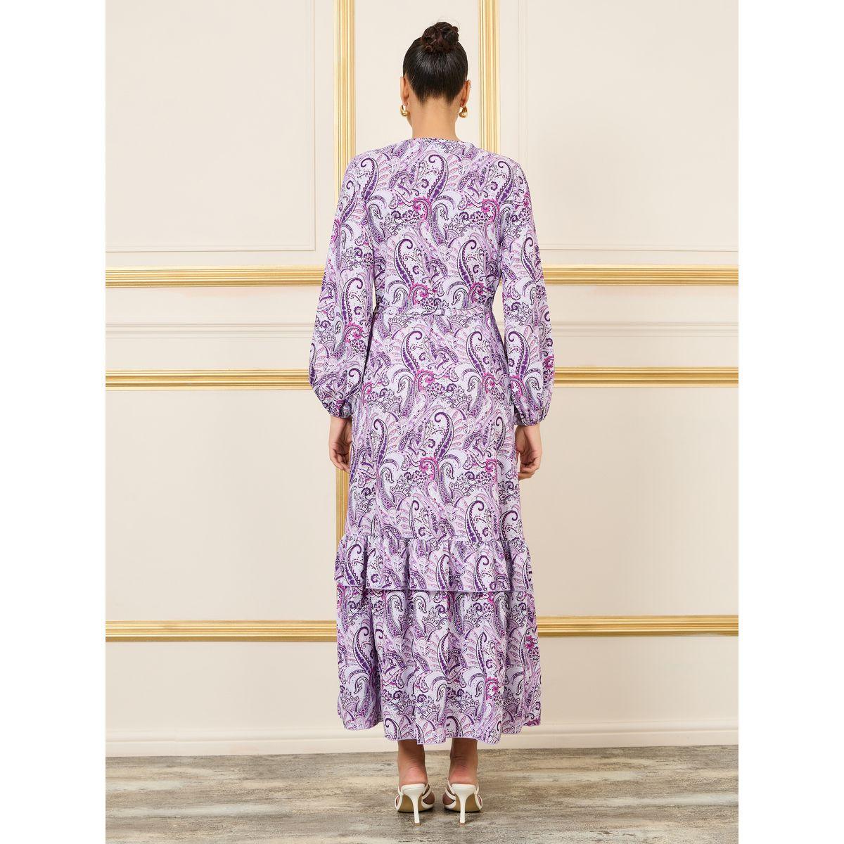 فستان ميدي بنمط لف وتفاصيل كشكش-women-clothing-dresses-image-4