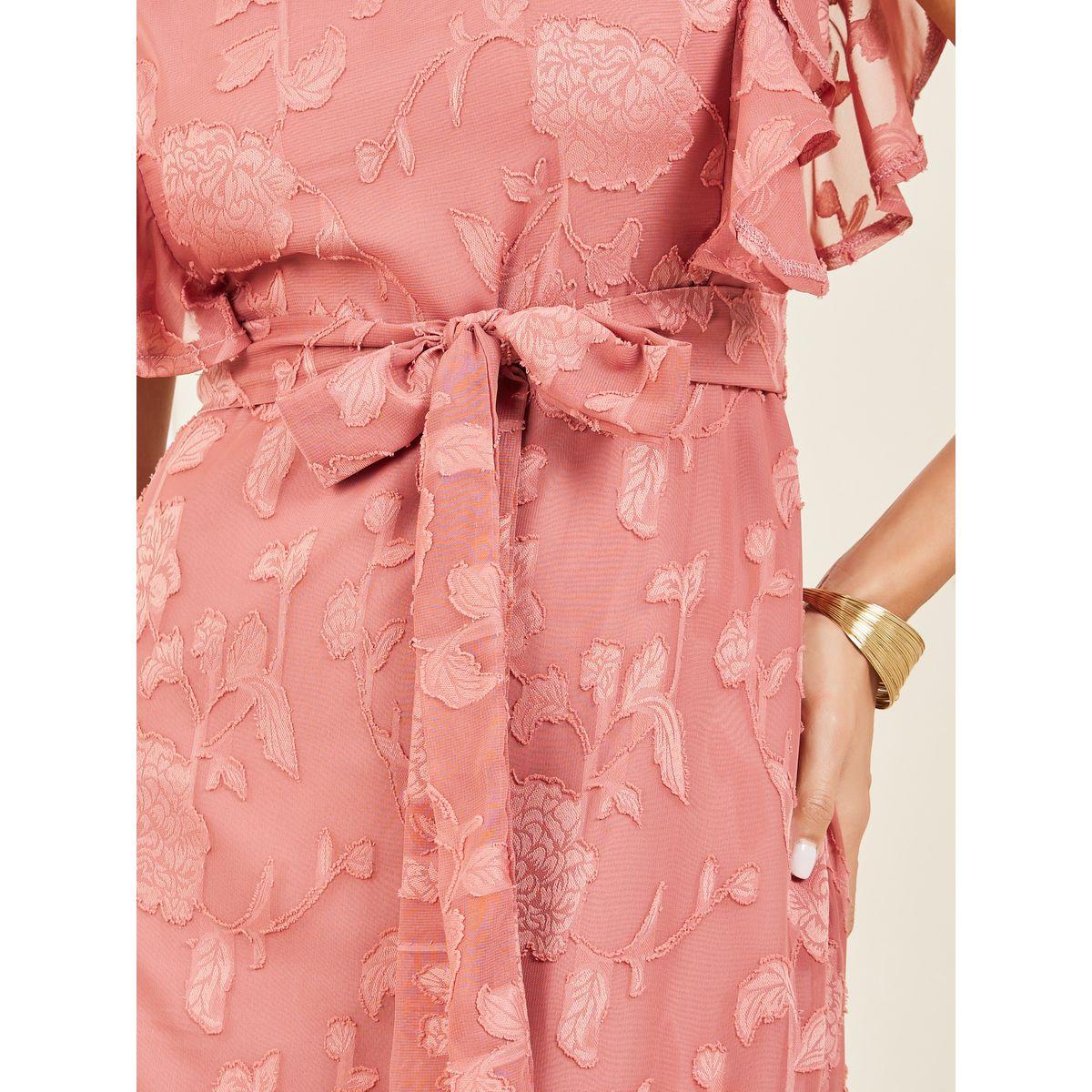Styli Burnout Texture Self Tie Up A-Line Dress-women-clothing-dresses-image-3