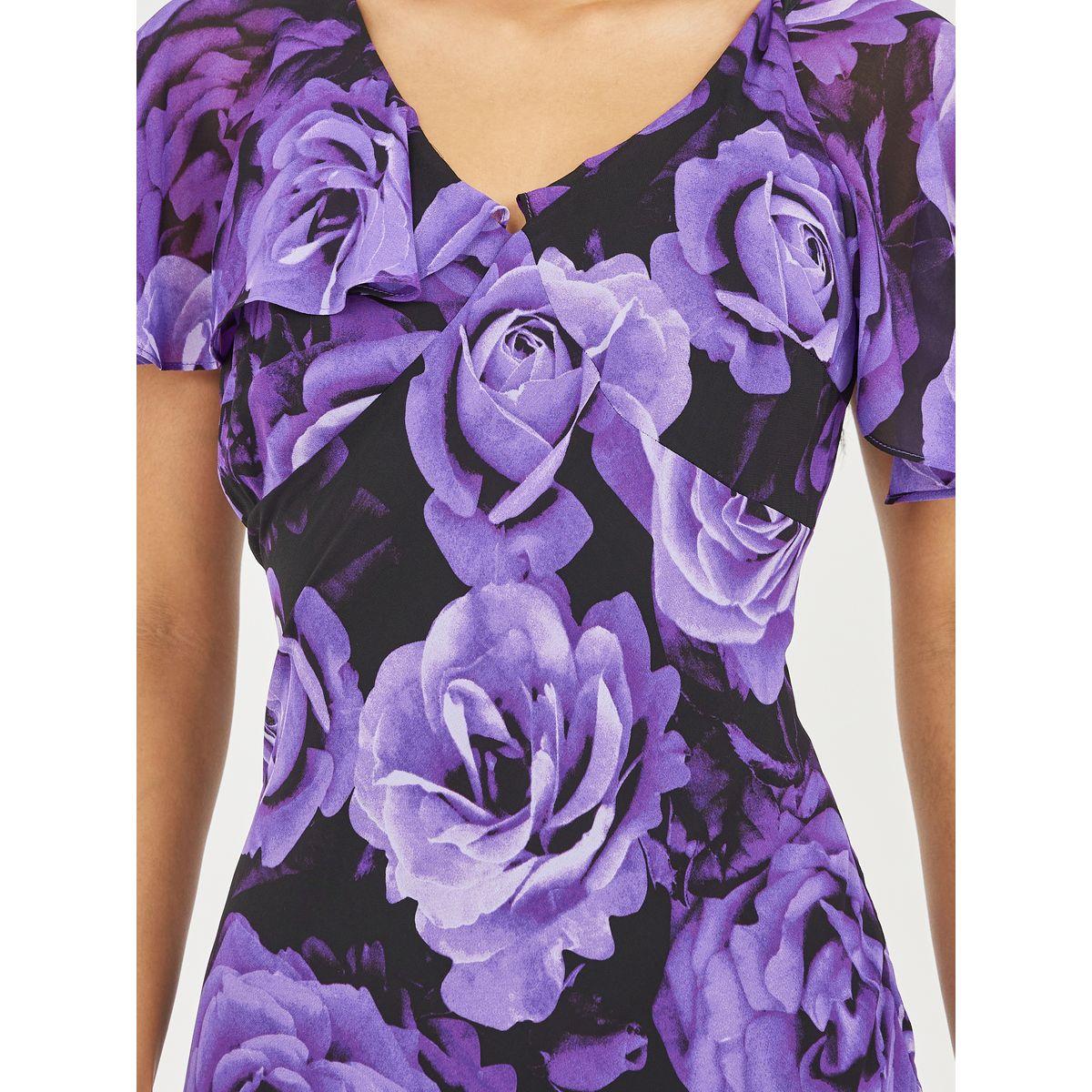 Styli Rose Print Cape Sleeves V Neck A-Line Maxi Dress-women-clothing-dresses-image-4