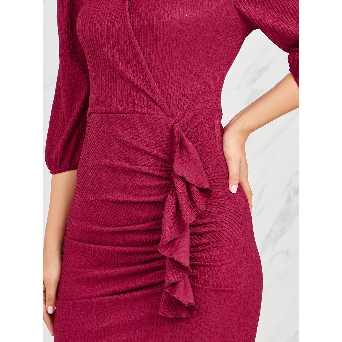 فستان طويل بديكون بتفاصيل كشكش-women-clothing-dresses-image-3