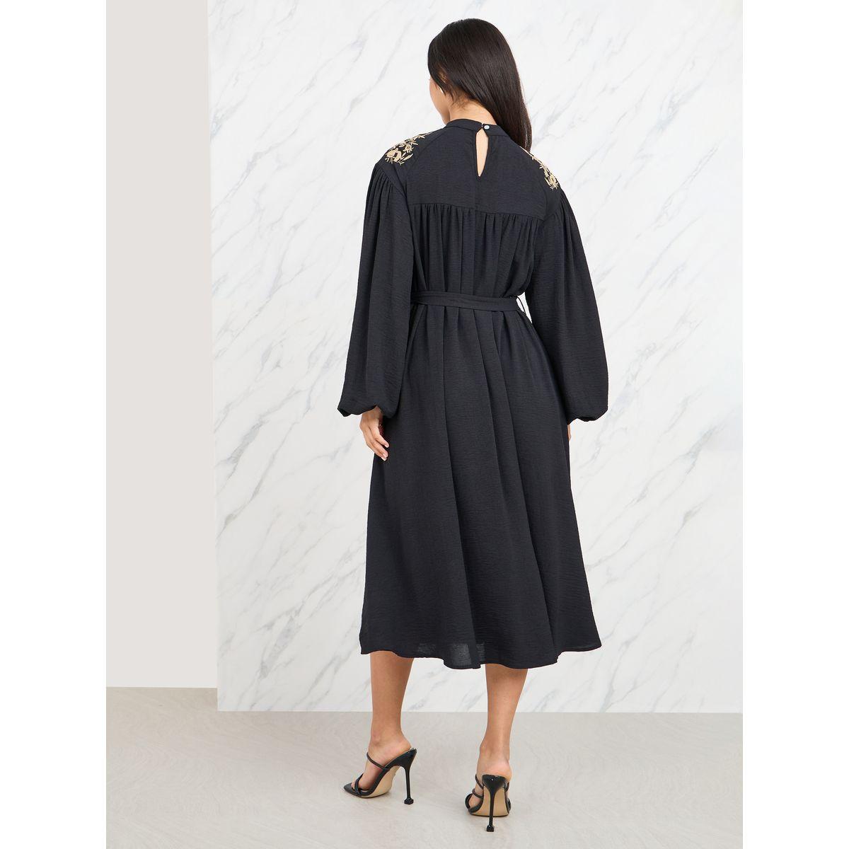 فستان ميدي بتداخلات دانتيل مع رباط خصر-women-clothing-dresses-image-4