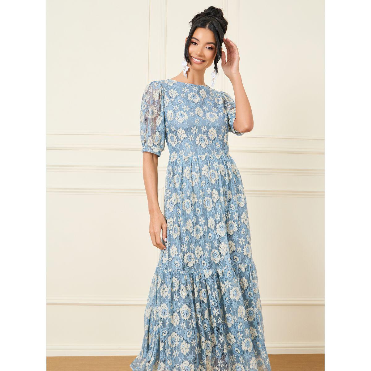 Styli All Over Lace A-Line Tiered Maxi Dress-women-clothing-dresses-image-2