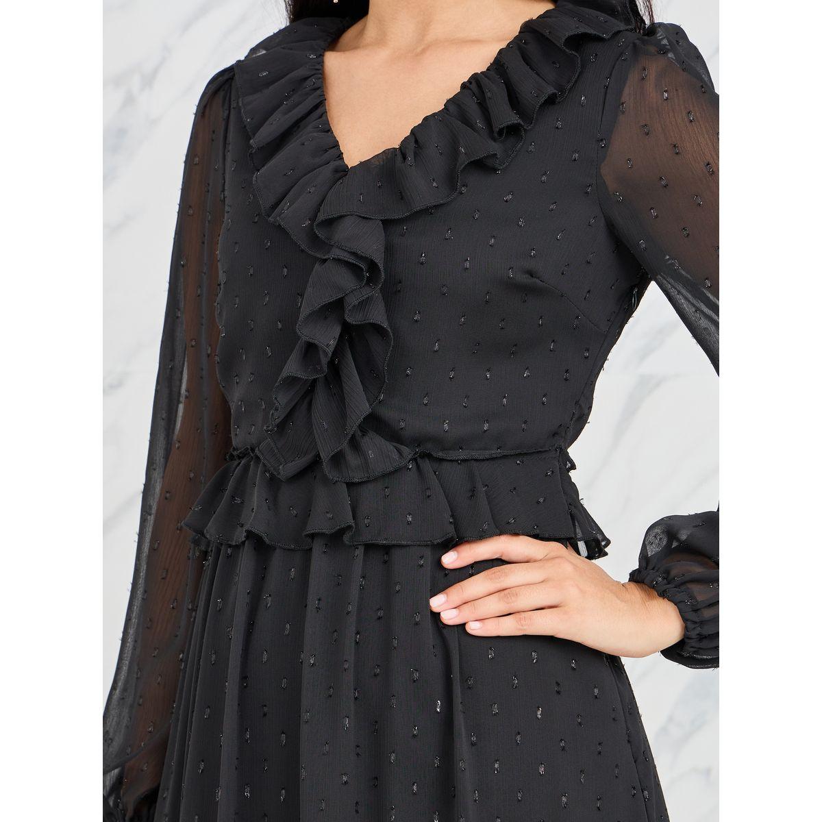 فستان طويل بكسرات وتفاصيل كشكش-women-clothing-dresses-image-3