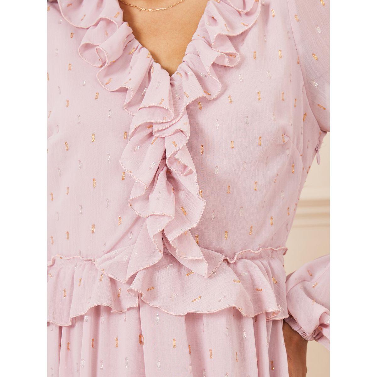 فستان طويل بكسرات وتفاصيل كشكش-women-clothing-dresses-image-3