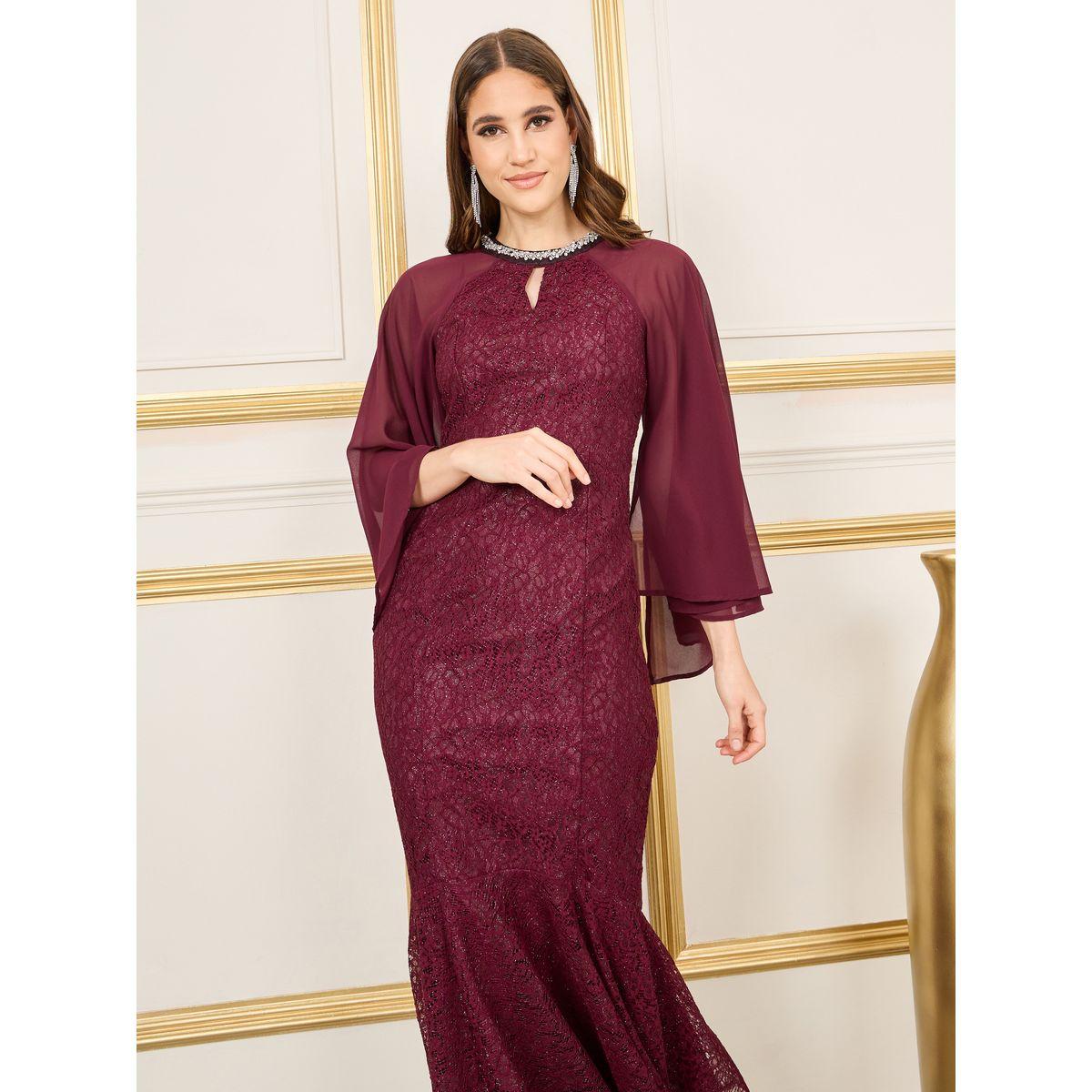 Styli Embellished Neck Lace Detail Mermaid Dress-women-clothing-dresses-image-2