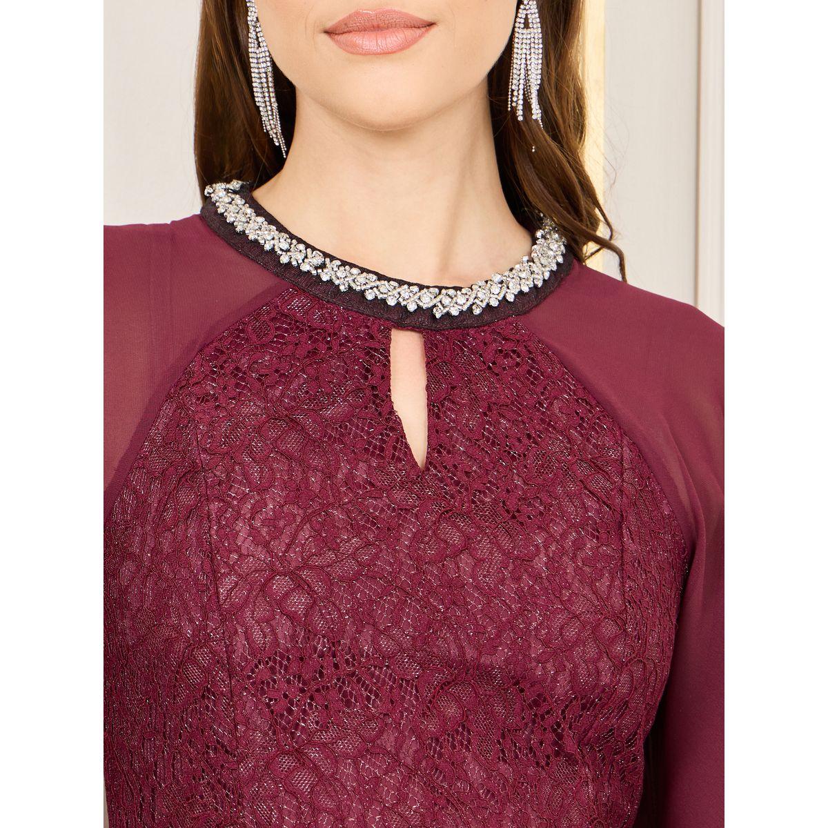 Styli Embellished Neck Lace Detail Mermaid Dress-women-clothing-dresses-image-3