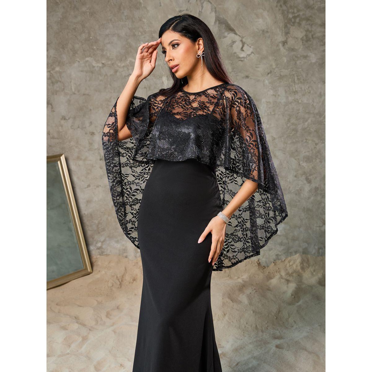 Styli All Over Lace Cape Overlay Mermaid Maxi Dress-women-clothing-dresses-image-2
