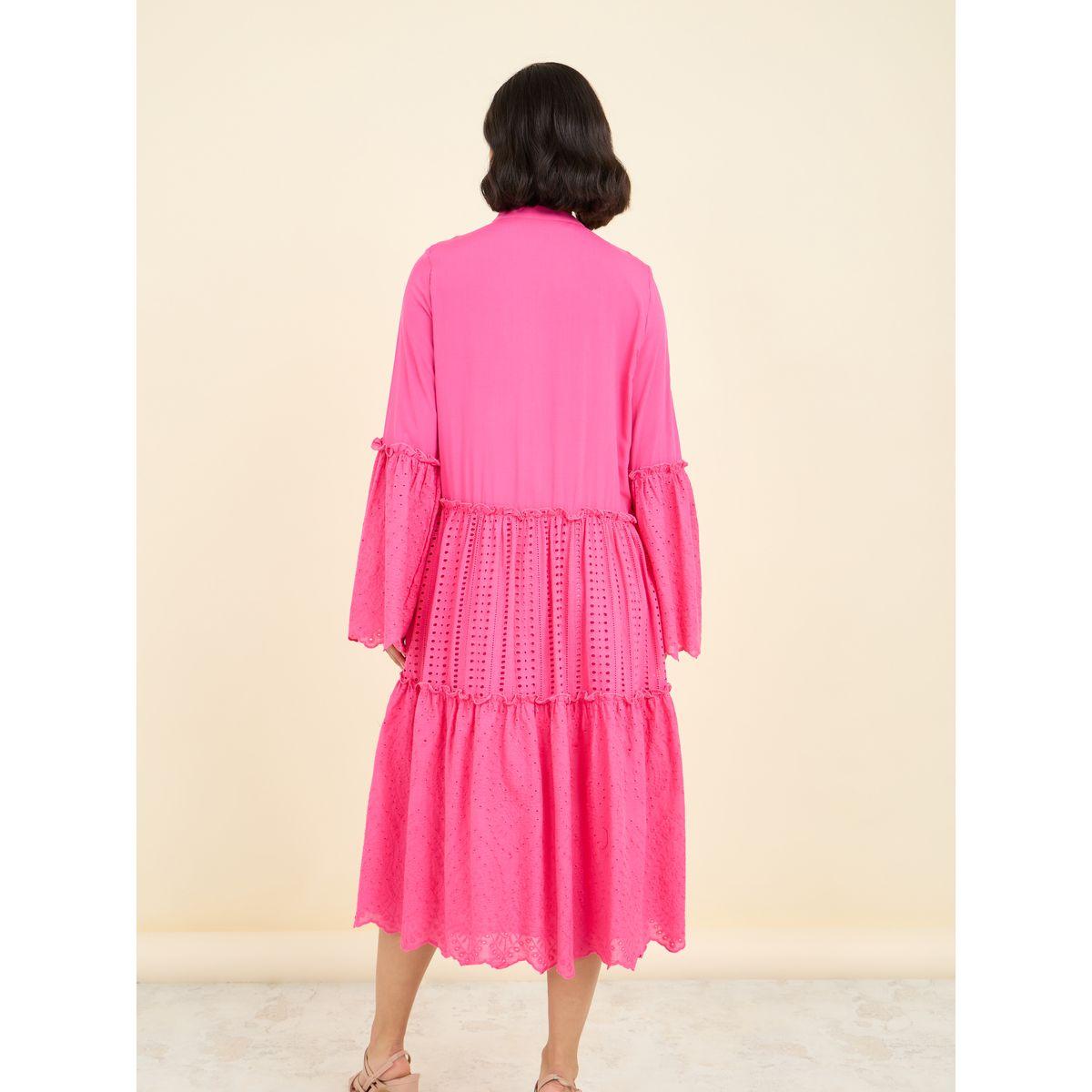 فستان ميدي بكسرات وياقة باربطة-women-clothing-dresses-image-4