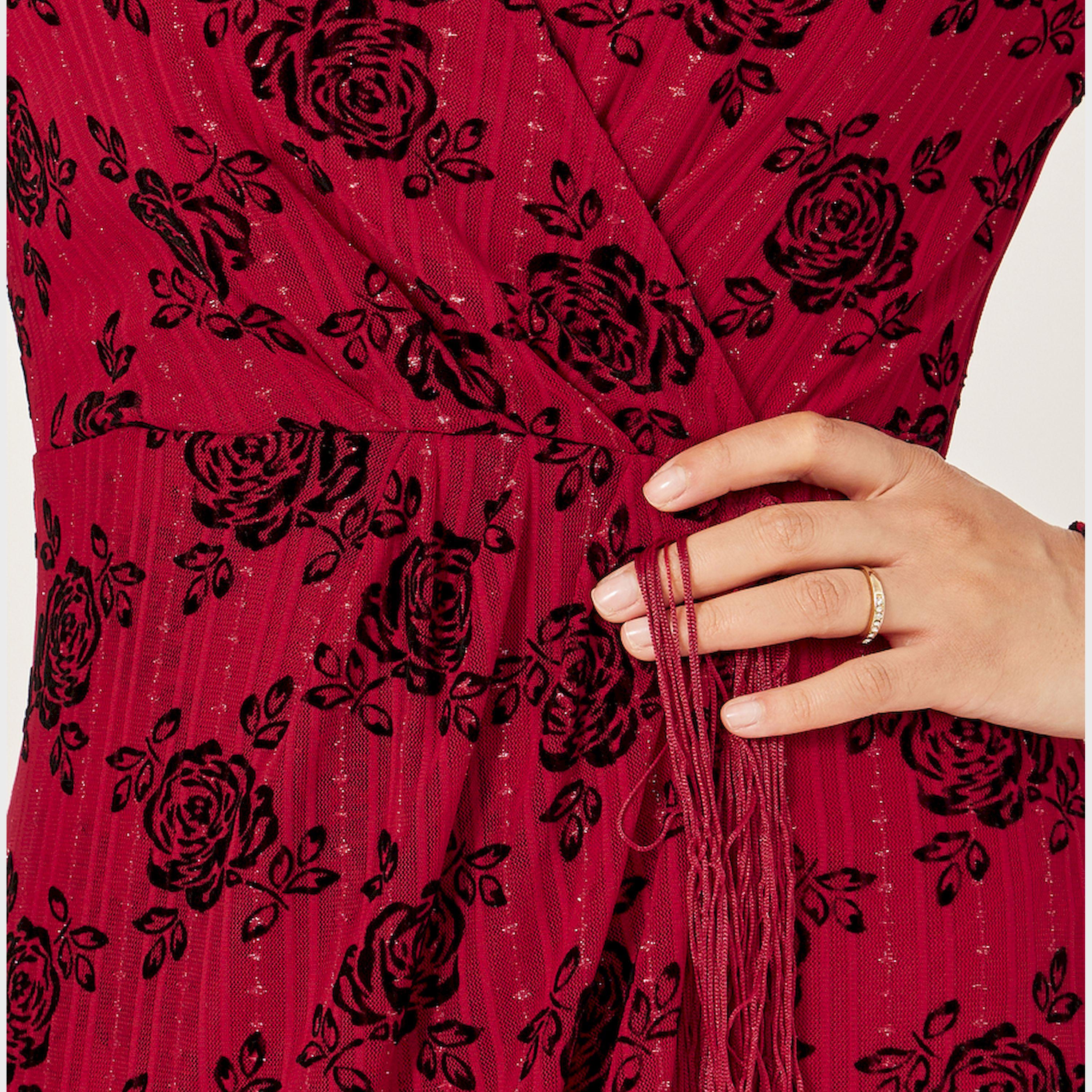 ستايلي - فستان متوسط الطول مورد بأطراف غير متماثلة من الجاكار-women-clothing-dresses-image-4
