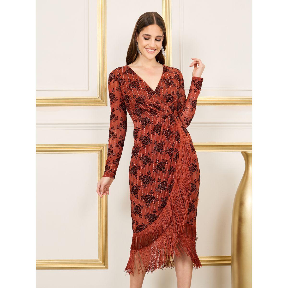 Styli Floral Jacquard Tassel Asymmetric Hem Midi Dress-women-clothing-dresses-image-2