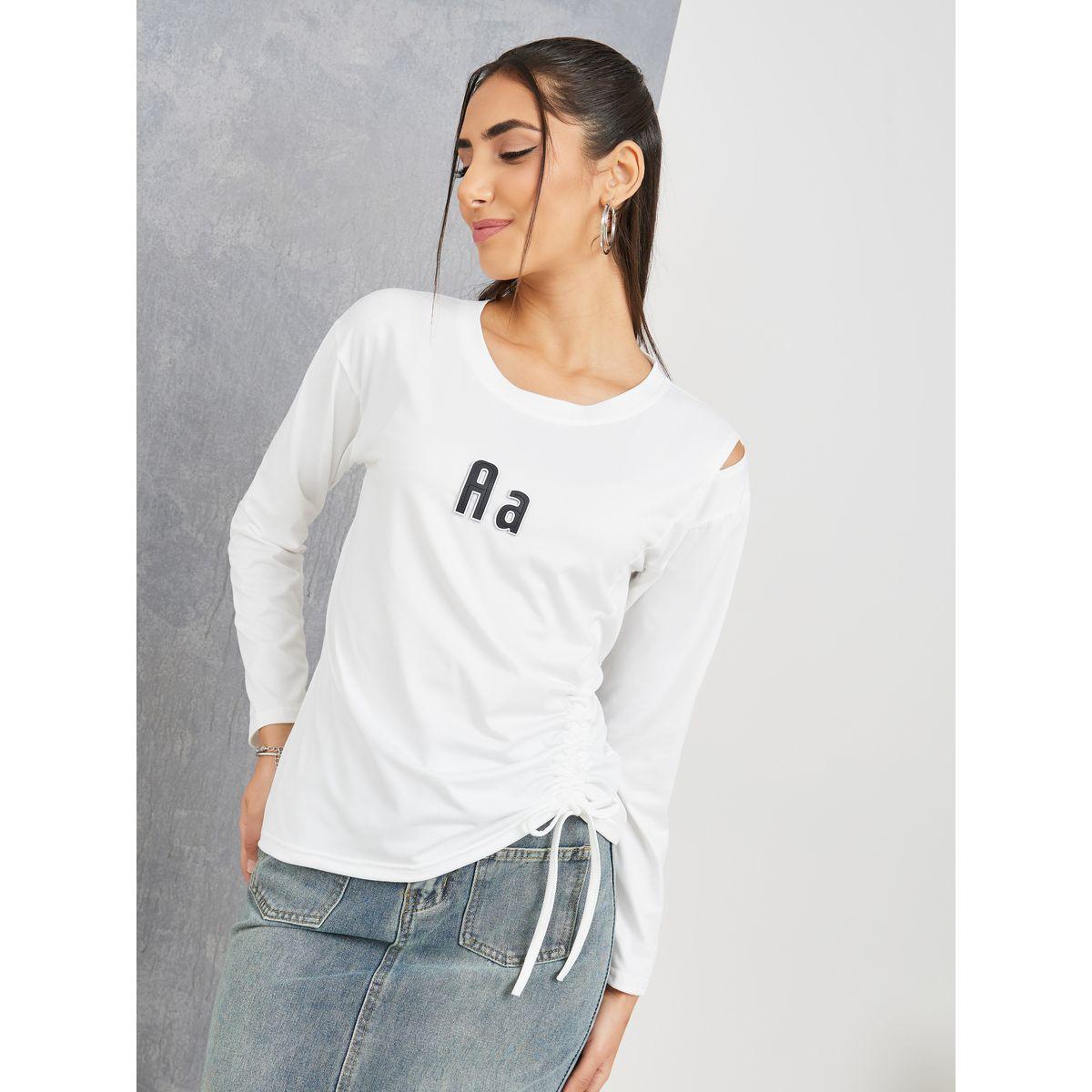 Styli Regular Fit Ruched Side Printed T-Shirt-women-clothing-tshirts-image-1