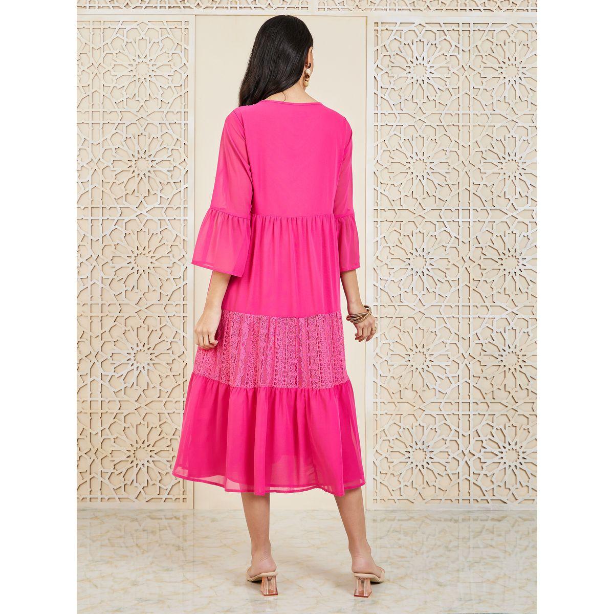 فستان ميدي بكسرات وتفاصيل دانتيل-women-clothing-dresses-image-4