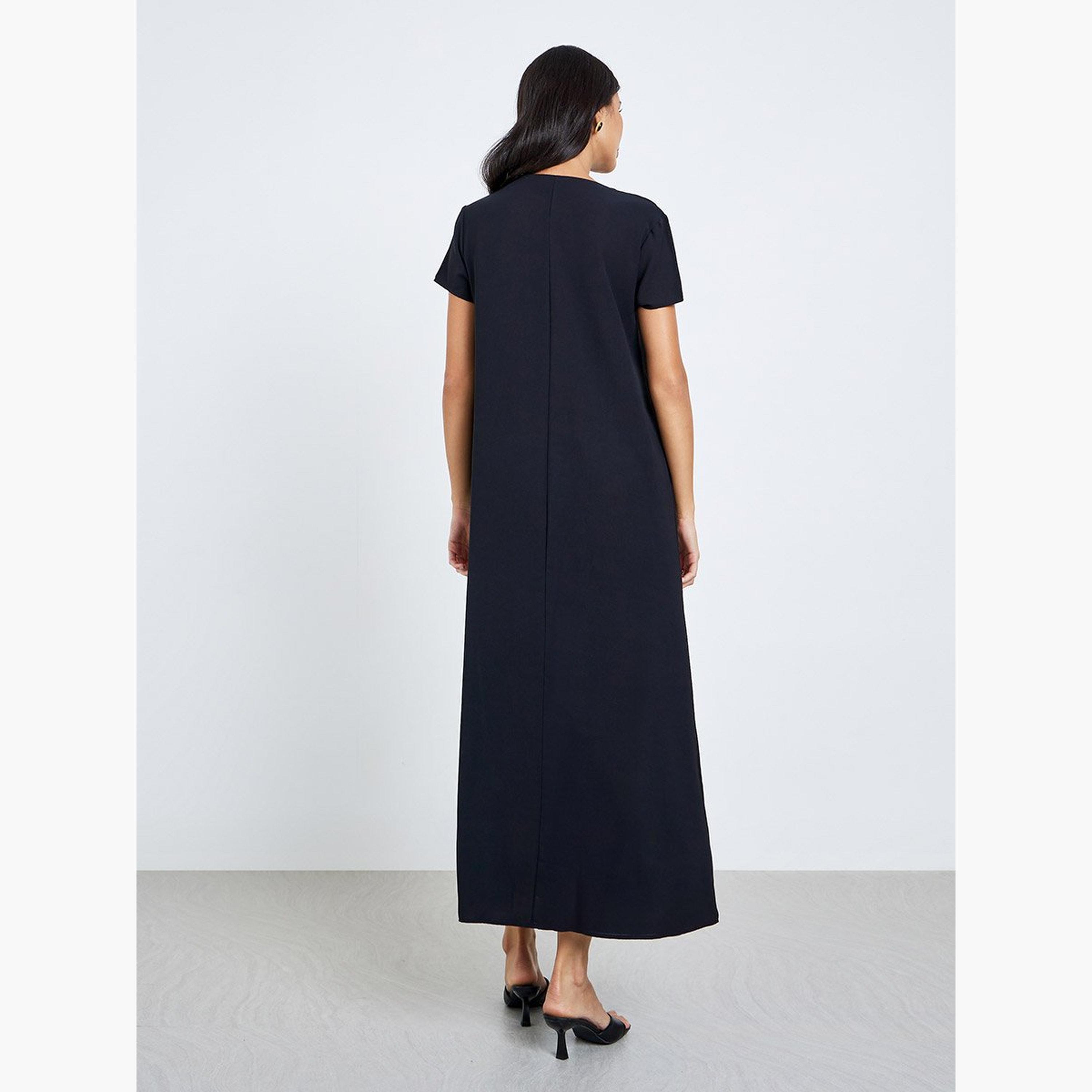 أميرة x ستايلي جلابية بتفاصيل كسرات وياقة بشق-women-arabicclothing-jalabiyas-image-5