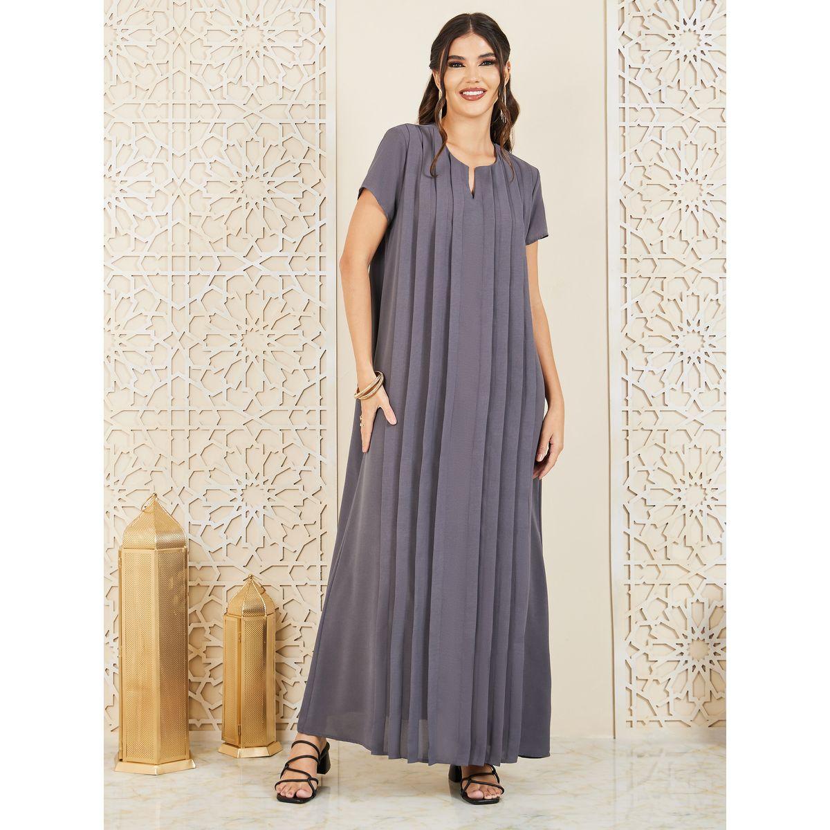 أميرة x ستايلي جلابية بكسرات مع اكمام قصيرة-women-arabicclothing-jalabiyas-image-1