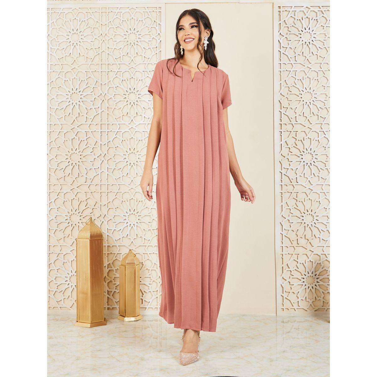 أميرة x ستايلي جلابية بكسرات مع اكمام قصيرة-women-arabicclothing-jalabiyas-image-1