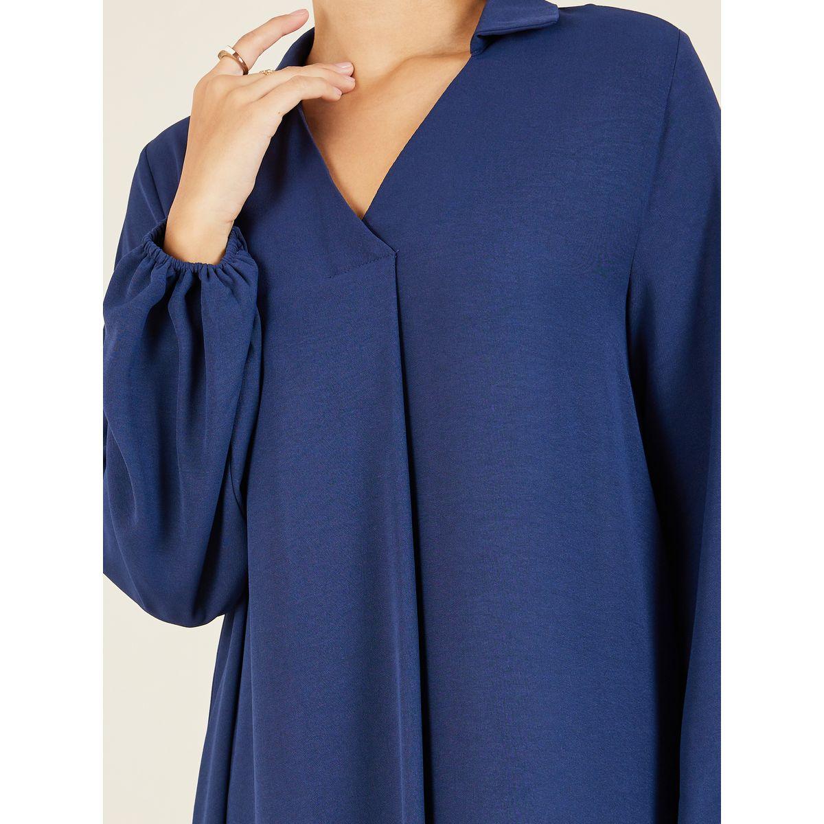 Styli Solid Collared A-Line Jalabiya-women-arabicclothing-jalabiyas-image-3