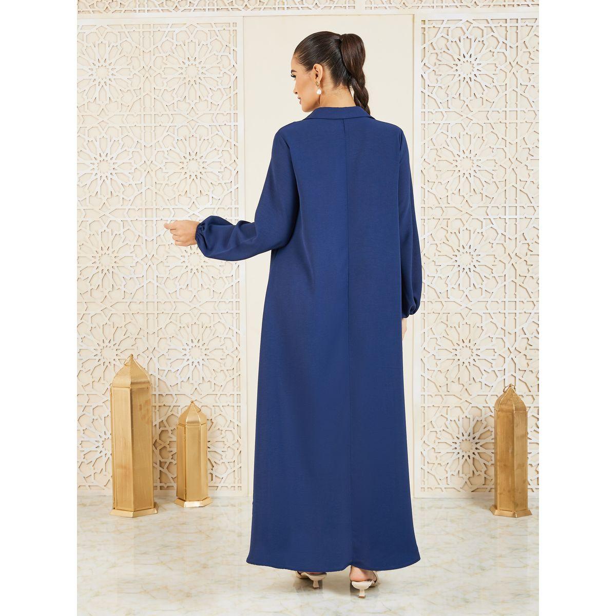 Styli Solid Collared A-Line Jalabiya-women-arabicclothing-jalabiyas-image-4
