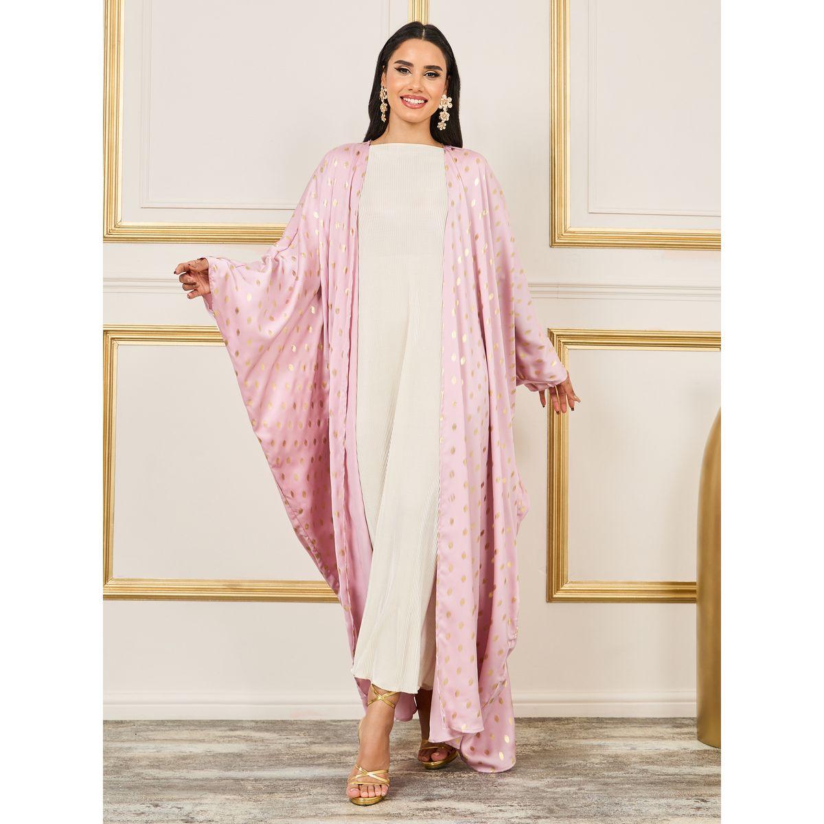 Styli Foil Print Batwing Sleeves Abaya-women-arabicclothing-abayas-image-1
