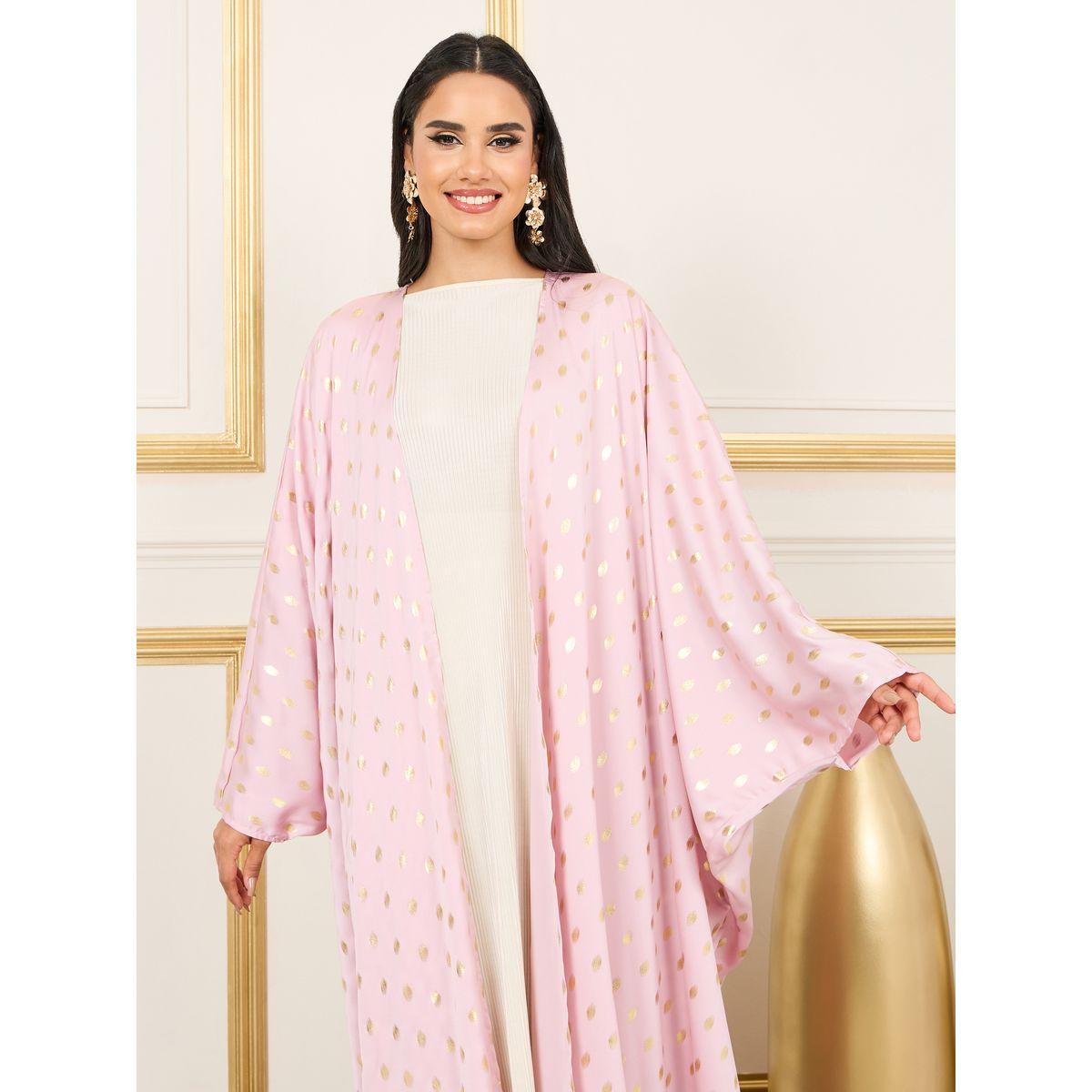 Styli Foil Print Batwing Sleeves Abaya-women-arabicclothing-abayas-image-2