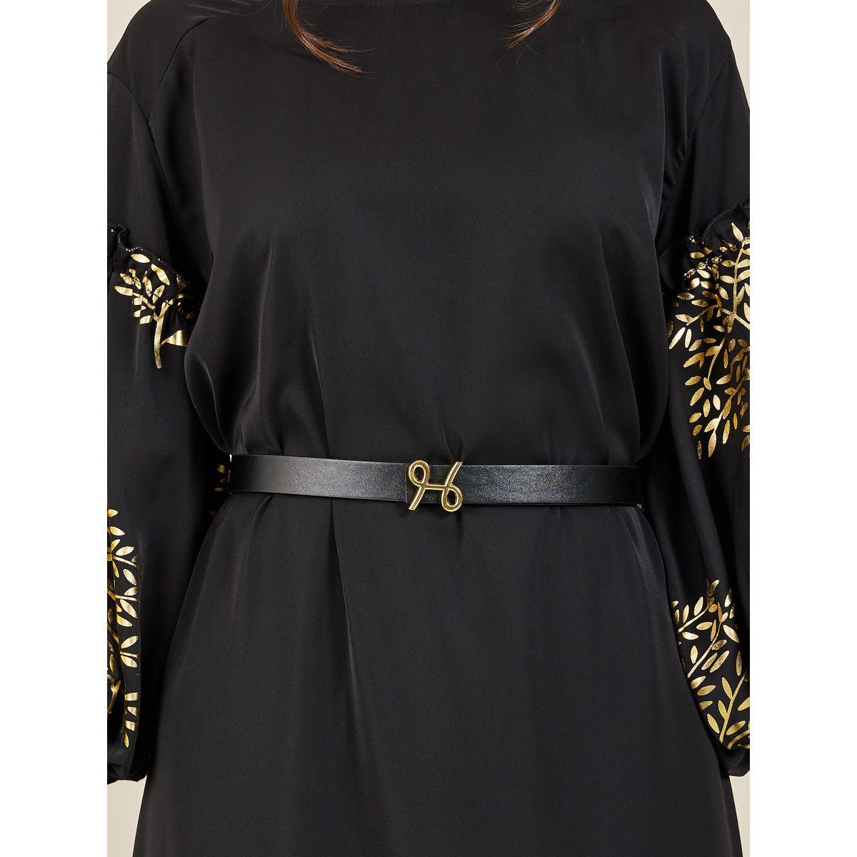 جلابية بطبعة فويل واكمام بالون-women-arabicclothing-jalabiyas-image-4