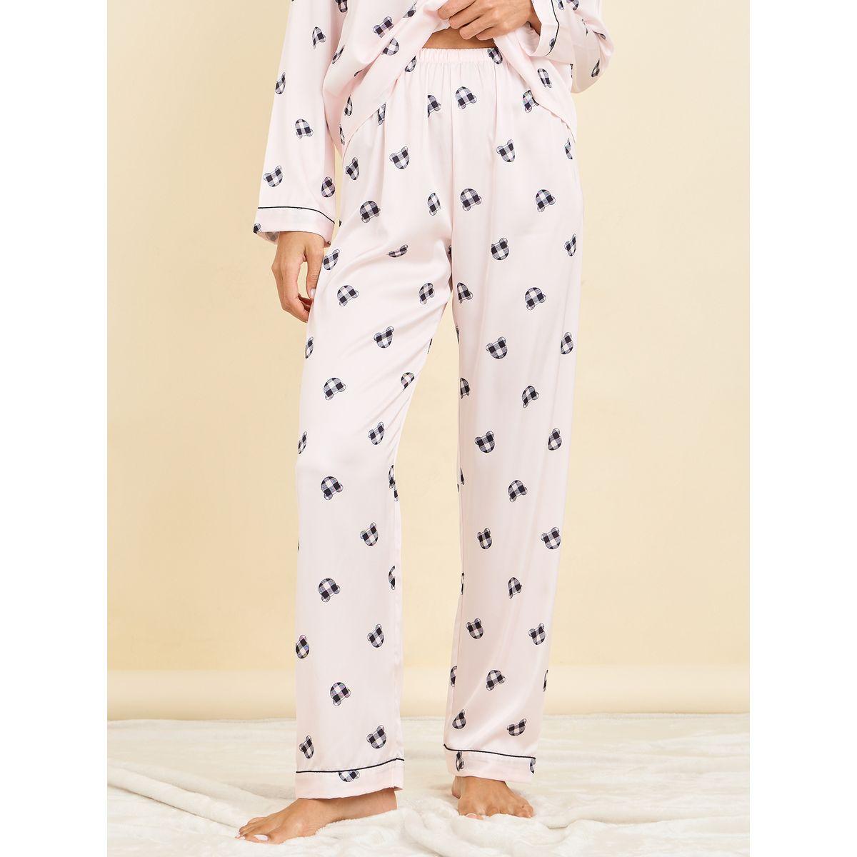Styli Unwind All Over Bear Print Piped Shirt & Pyjama Set-women-clothing-nightwear-pyjamas-longsets-image-5