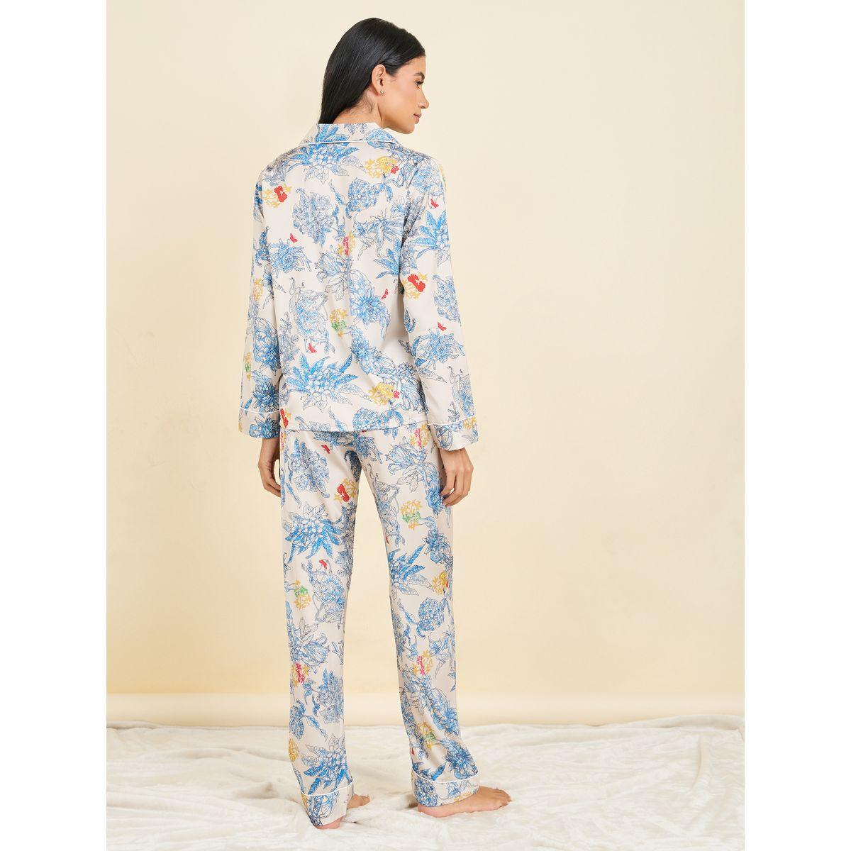 Styli Unwind Floral AOP Satin Piped Detail Shirt and Pyjama Set-women-clothing-nightwear-pyjamas-longsets-image-6