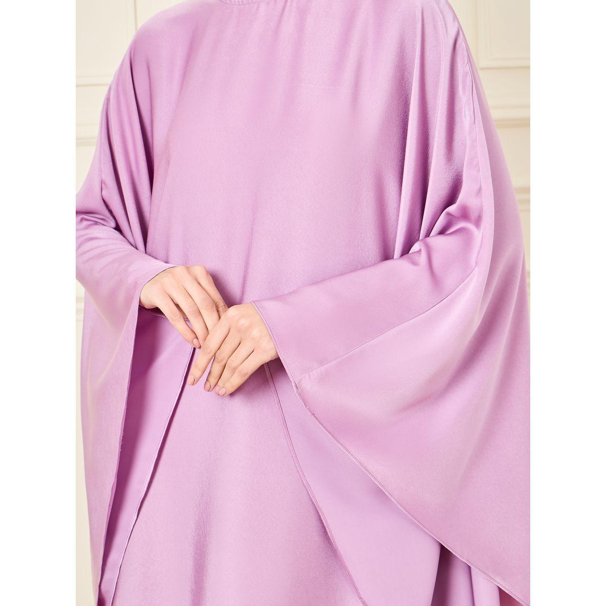 Styli Solid Round Neck Batwing Sleeves Jalabiya-women-arabicclothing-jalabiyas-image-4