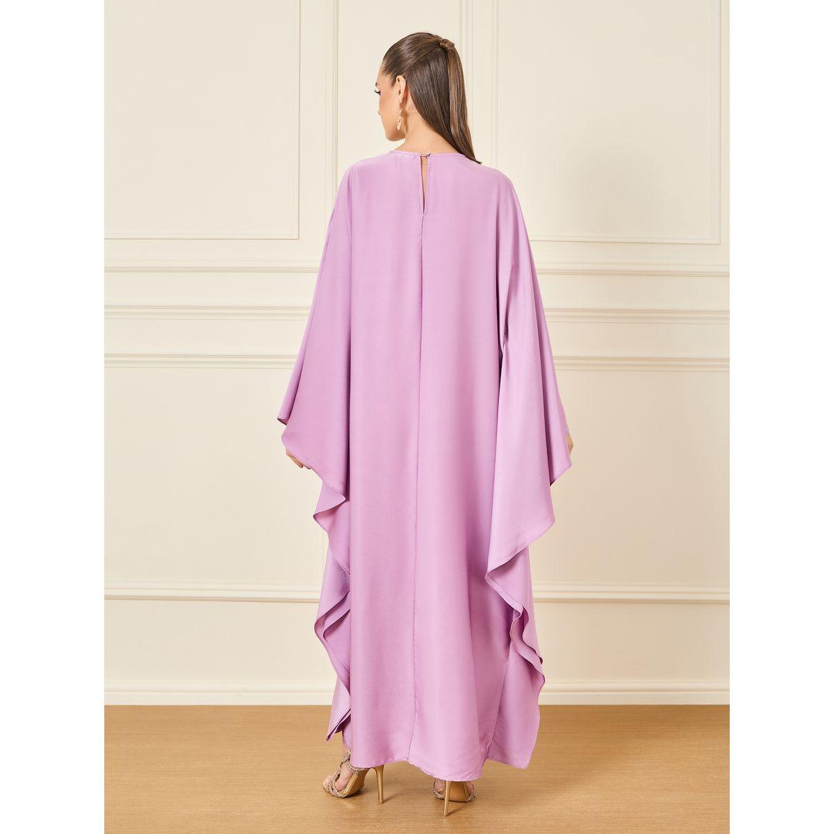 Styli Solid Round Neck Batwing Sleeves Jalabiya-women-arabicclothing-jalabiyas-image-5