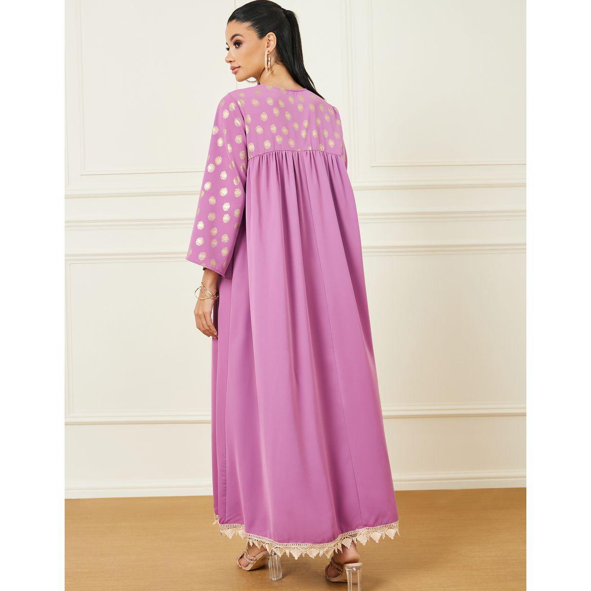 Styli Foil Print Lace Trim Hem Jalabiya-women-arabicclothing-jalabiyas-image-4