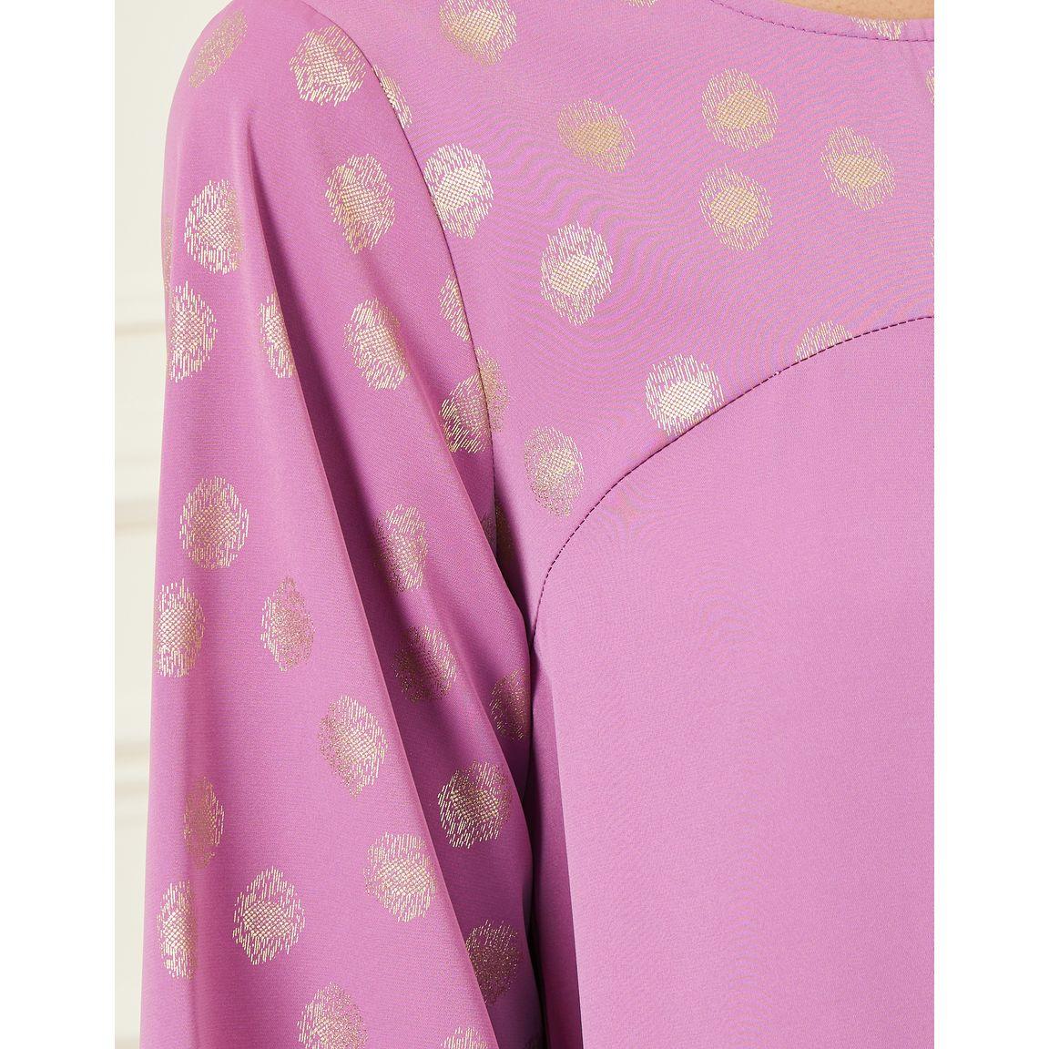 Styli Foil Print Lace Trim Hem Jalabiya-women-arabicclothing-jalabiyas-image-5