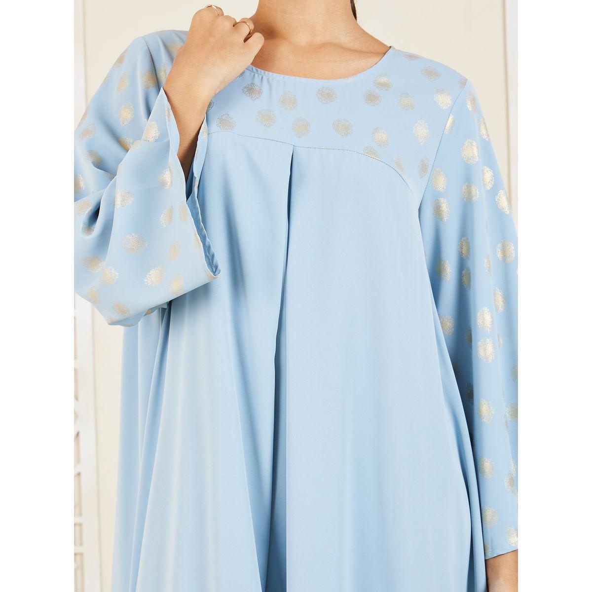 Styli Foil Print Lace Trim Hem Jalabiya-women-arabicclothing-jalabiyas-image-3