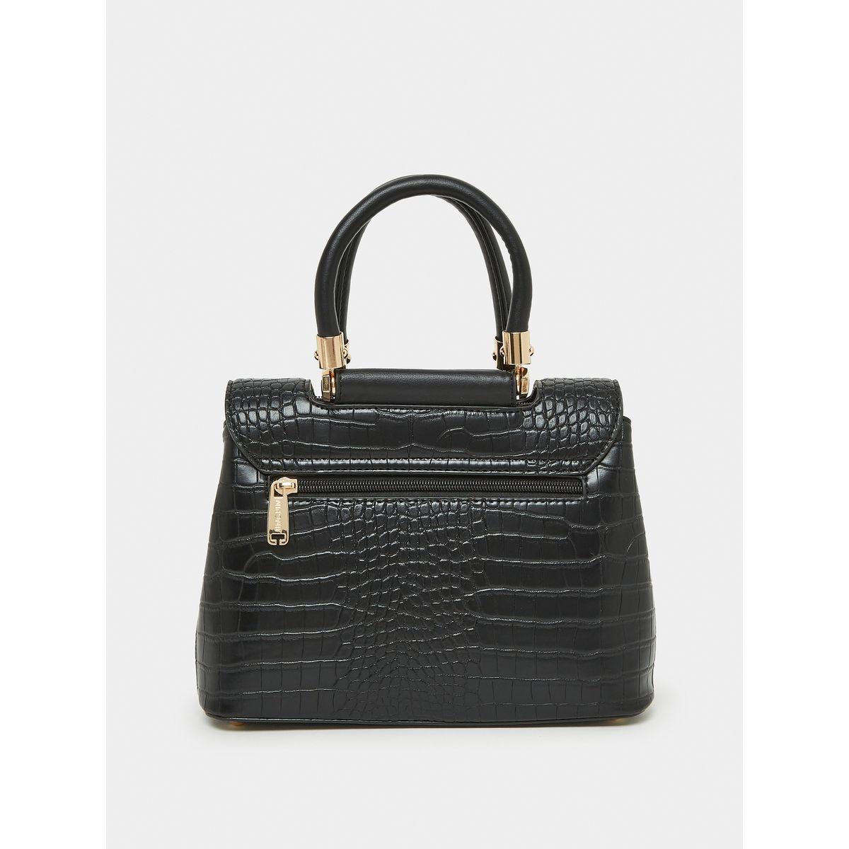 Styli Croc Textured Handbag with Turn Lock Closure-women-bagsandwallets-handbags-image-3