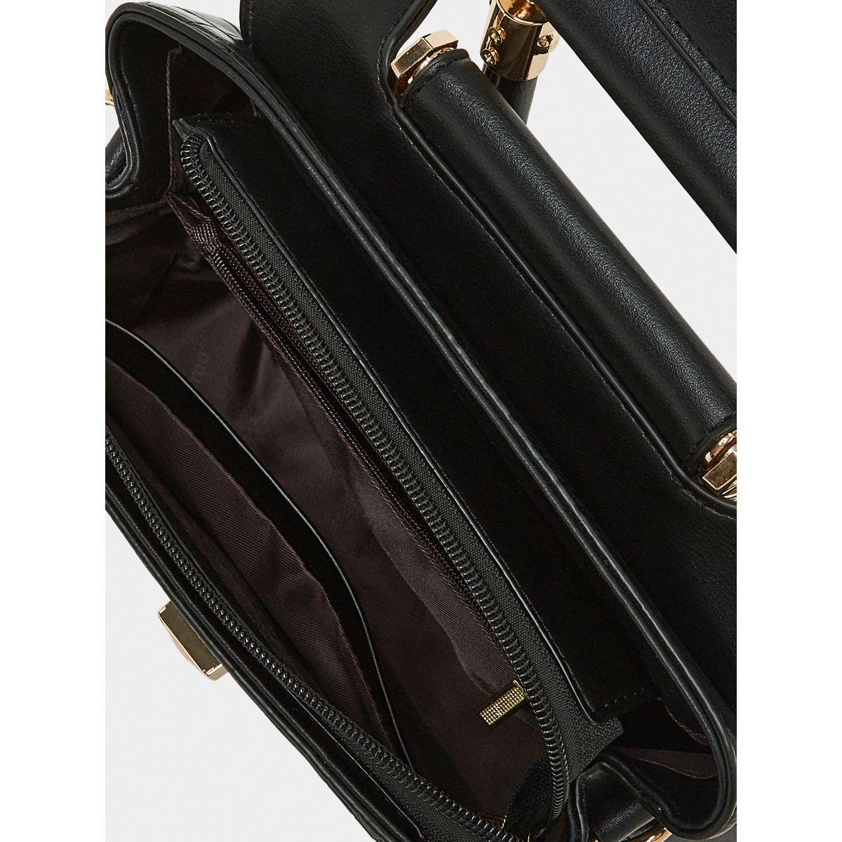 Styli Croc Textured Handbag with Turn Lock Closure-women-bagsandwallets-handbags-image-4
