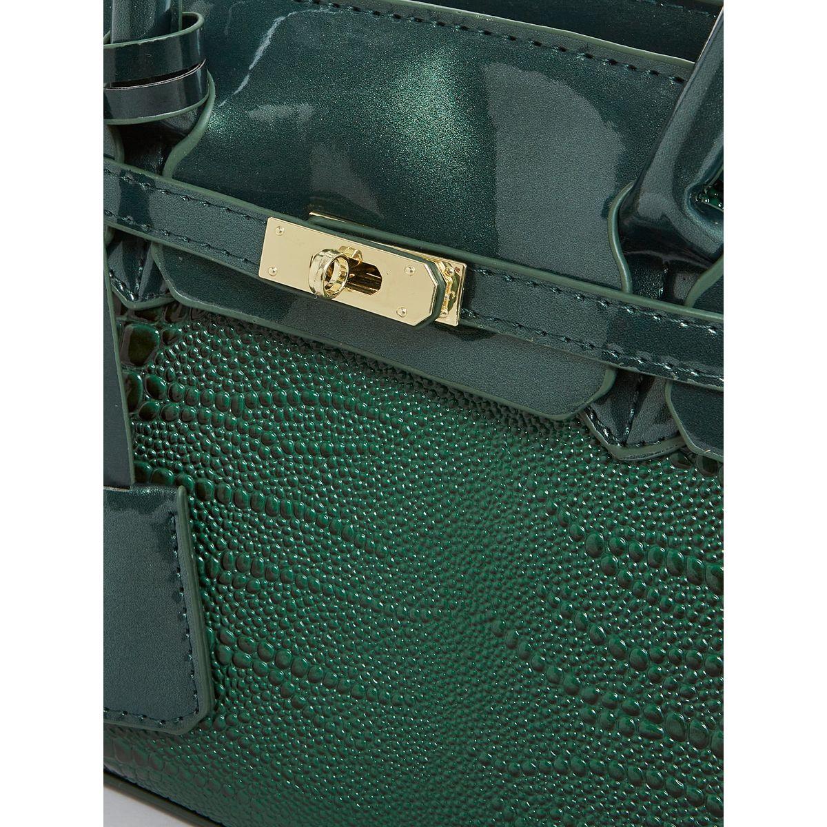 Styli Croc Textured Handbag with Turn Lock Closure-women-bagsandwallets-handbags-image-2
