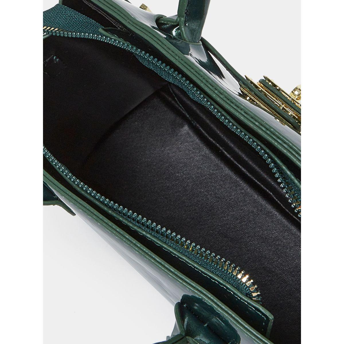Styli Croc Textured Handbag with Turn Lock Closure-women-bagsandwallets-handbags-image-4