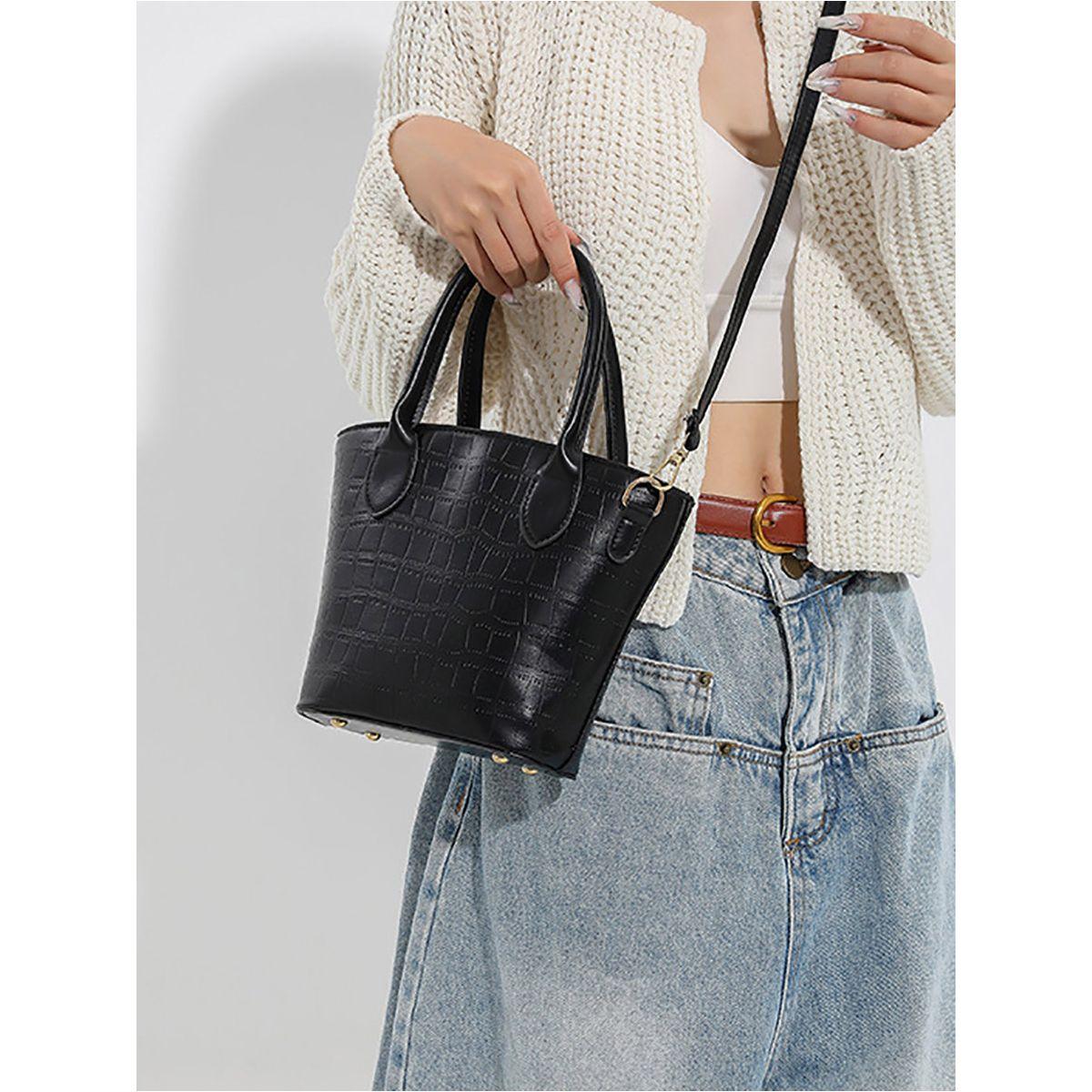 Styli Textured Handbag with Detachable Strap-women-bagsandwallets-handbags-image-3