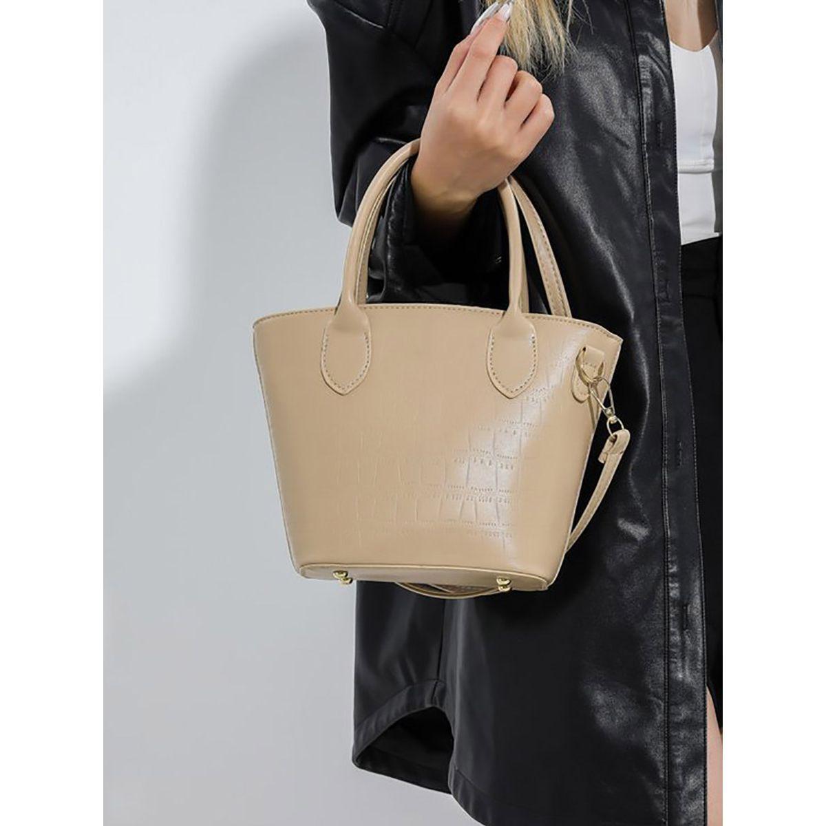 Styli Textured Handbag with Detachable Strap-women-bagsandwallets-handbags-image-2