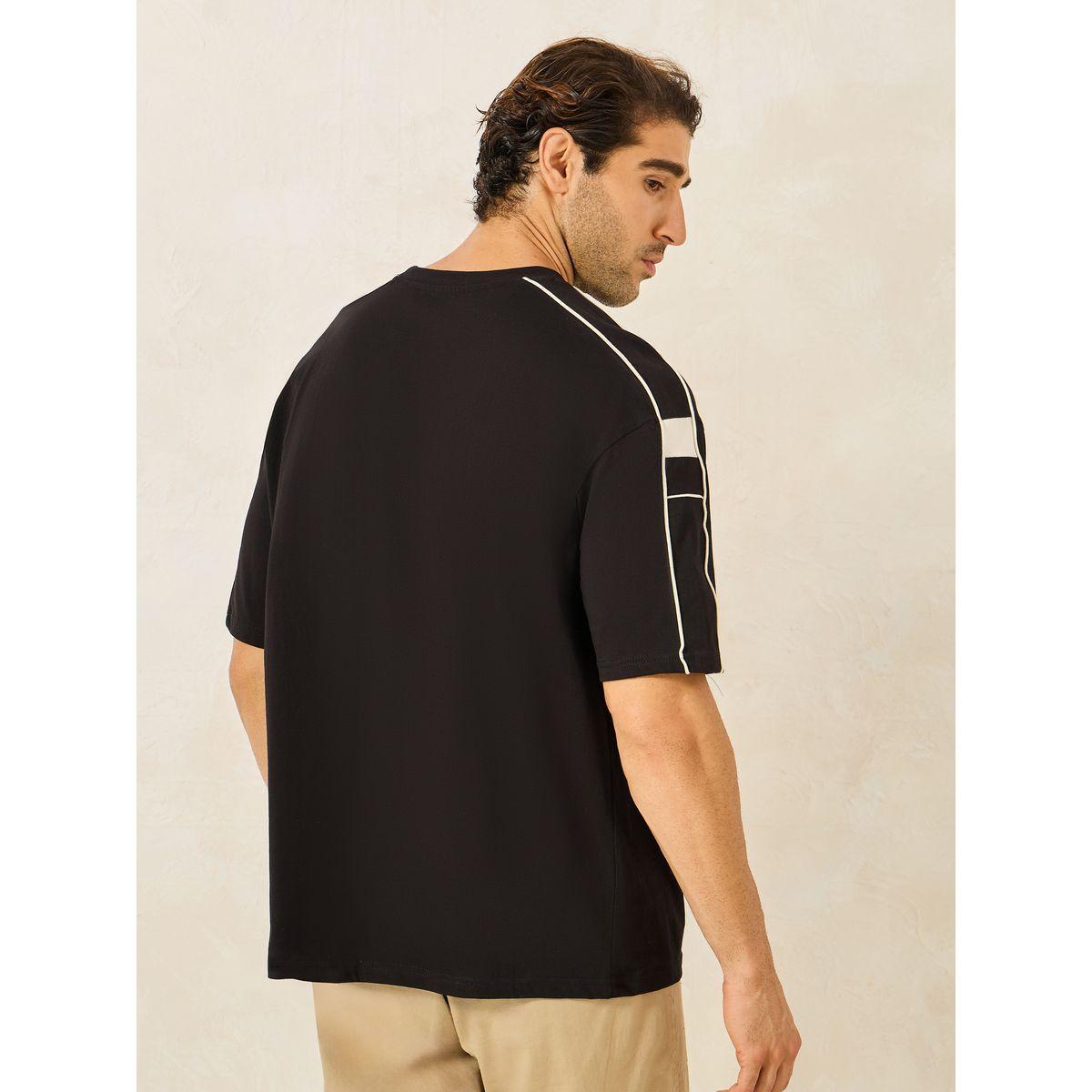 Styli Compact Jersey Piping Shoulder Detail Oversized T-Shirt with Chest Print-men-clothing-tshirtsandpolos-tshirts-image-4