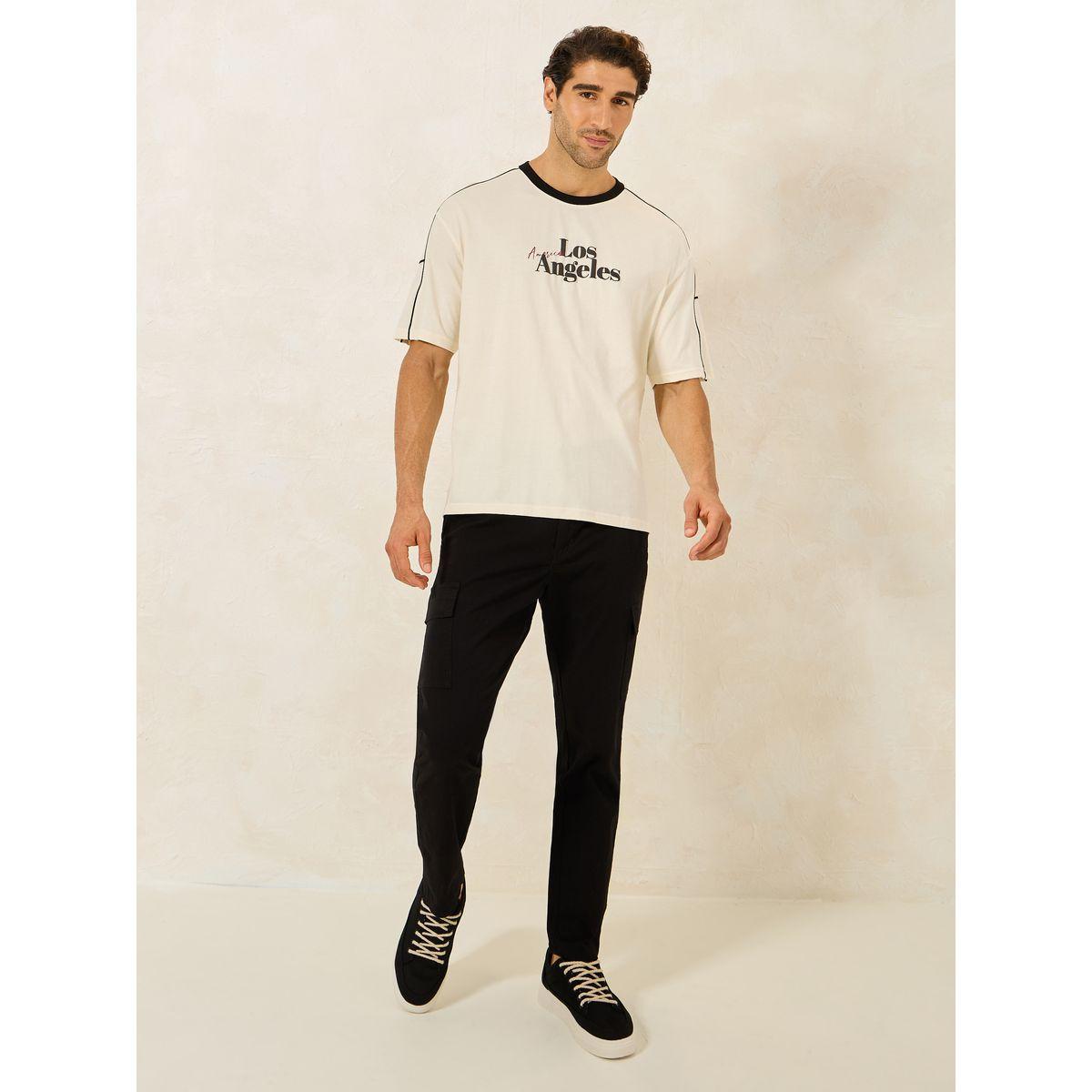 Styli Compact Jersey Piping Shoulder Detail Oversized T-Shirt with Chest Print-men-clothing-tshirtsandpolos-tshirts-image-2