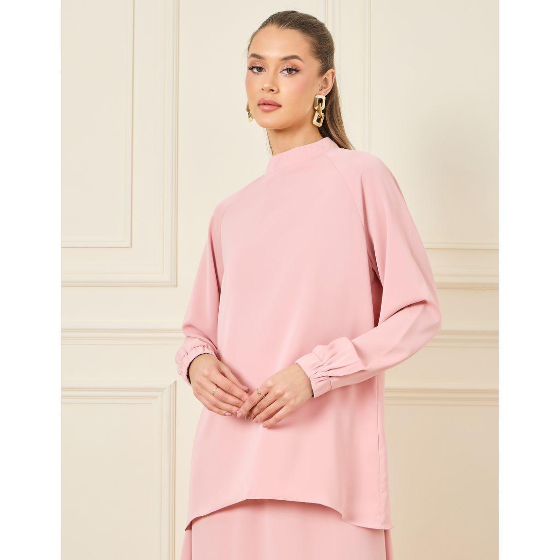 Styli Solid High Neck Longline Top & Maxi Skirt with Pocket Co-Ord-women-clothing-coordsets-image-3