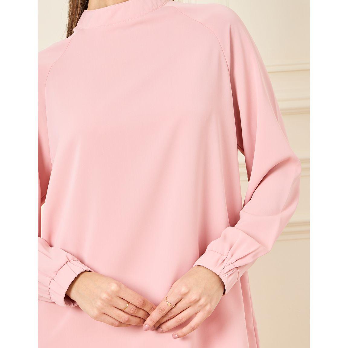 Styli Solid High Neck Longline Top & Maxi Skirt with Pocket Co-Ord-women-clothing-coordsets-image-4