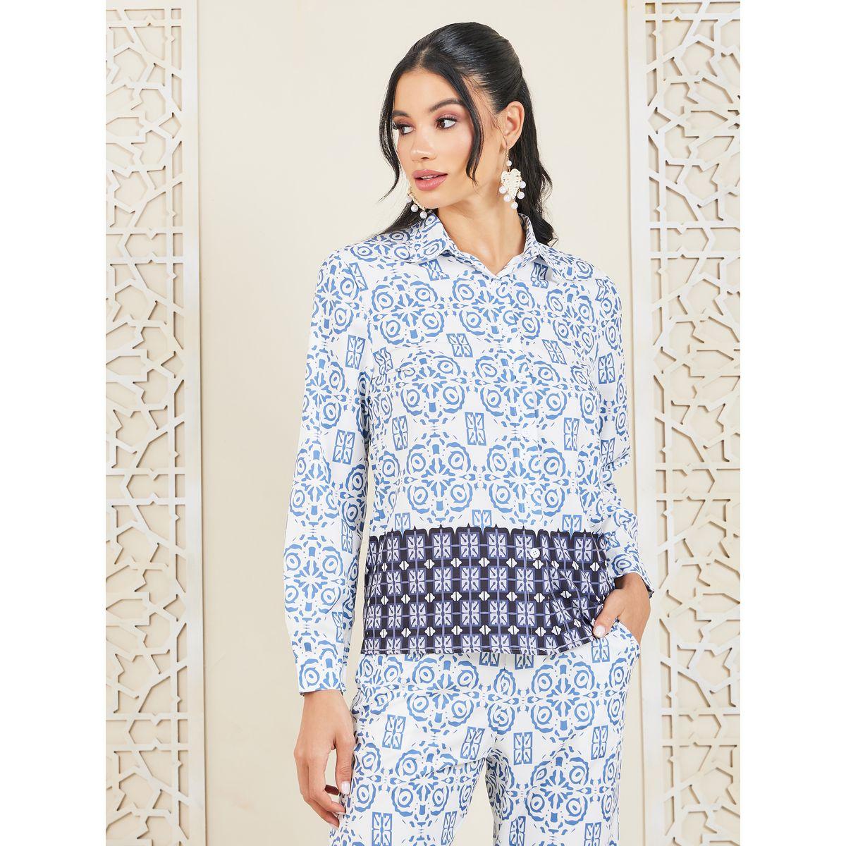 Styli All Over Damask Print Shirt & Pants Co-Ord-women-clothing-coordsets-image-2