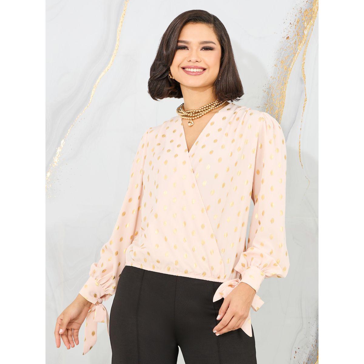 Styli Foil Print Tie Sleeves Wrap Top-women-clothing-shirtsandblouses-blouses-image-1