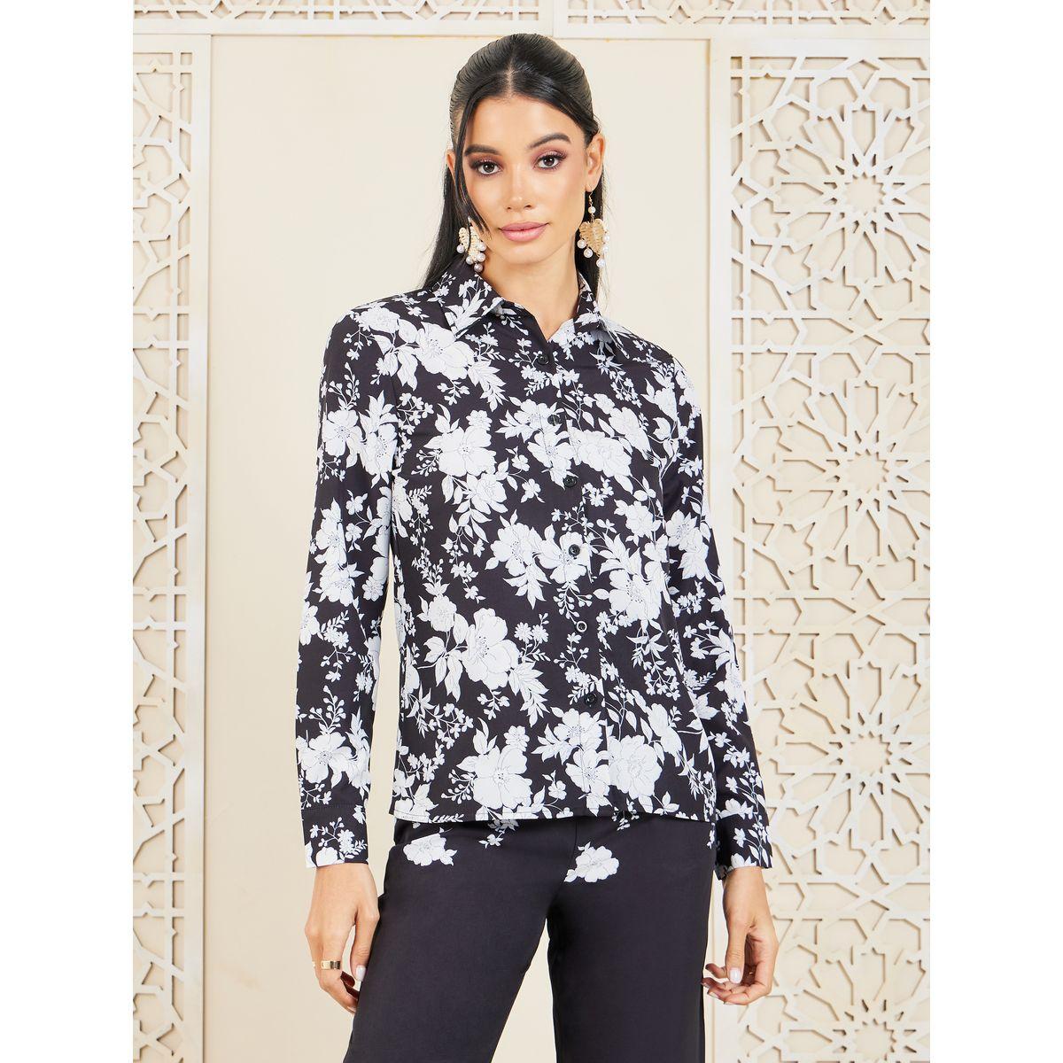 طقم منسق من بنطال وبلوزة مطبعة بالكامل-women-clothing-coordsets-image-2