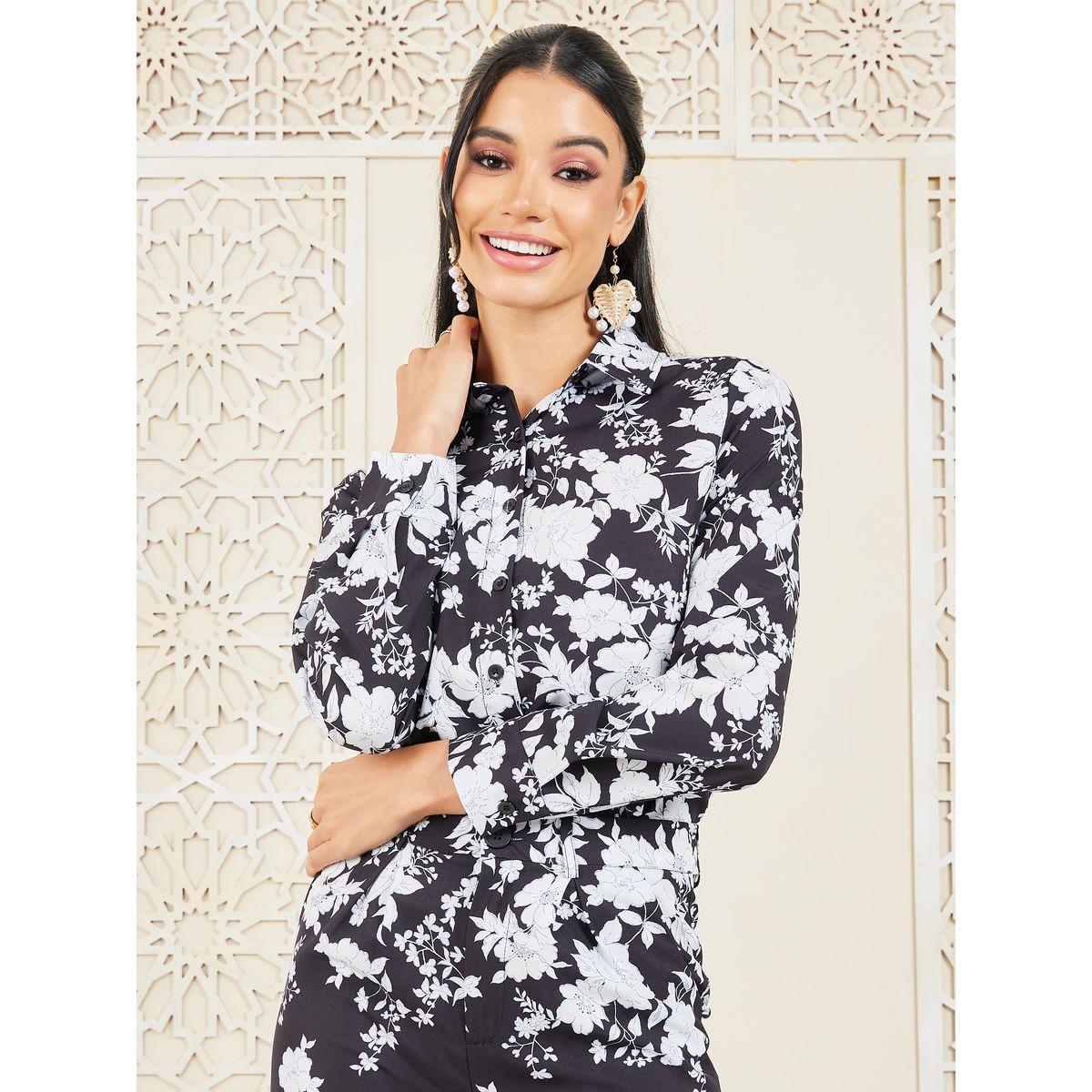 طقم منسق من بنطال وبلوزة مطبعة بالكامل-women-clothing-coordsets-image-4